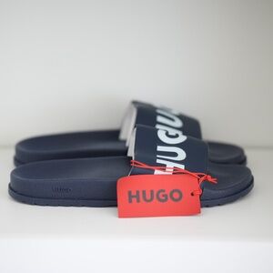 Designer Hugo Boss Match_it_Slid_rblg Dark Blue Slide Sandals Men US 11 EU 44